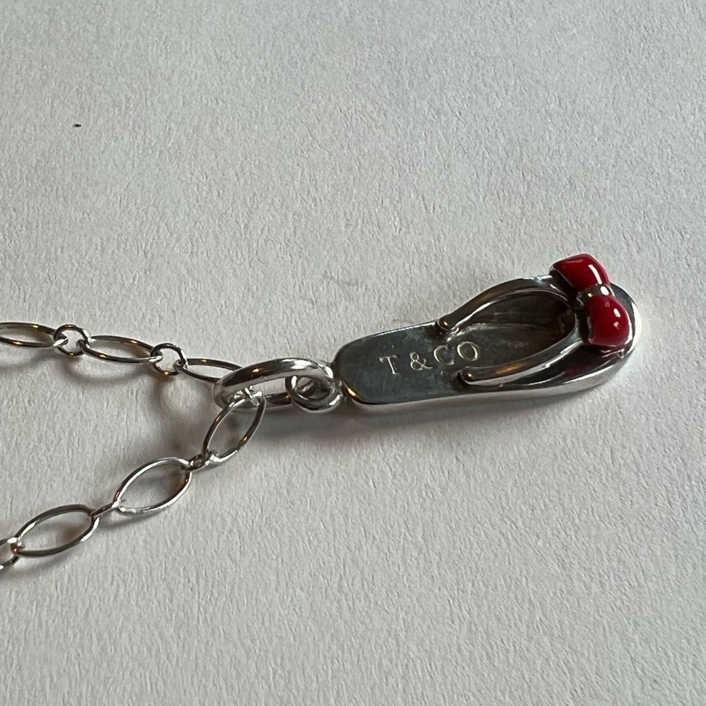Tiffany & Co. Flip Flop Charm w/ T&Co. Chain (Red, Discontinued)
